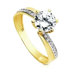 Solitario oro 18k bicolor circonita [AB3048]