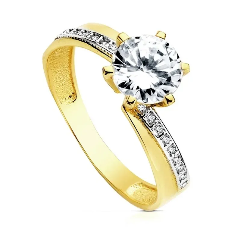 Solitario oro 18k bicolor circonita [AB3048]
