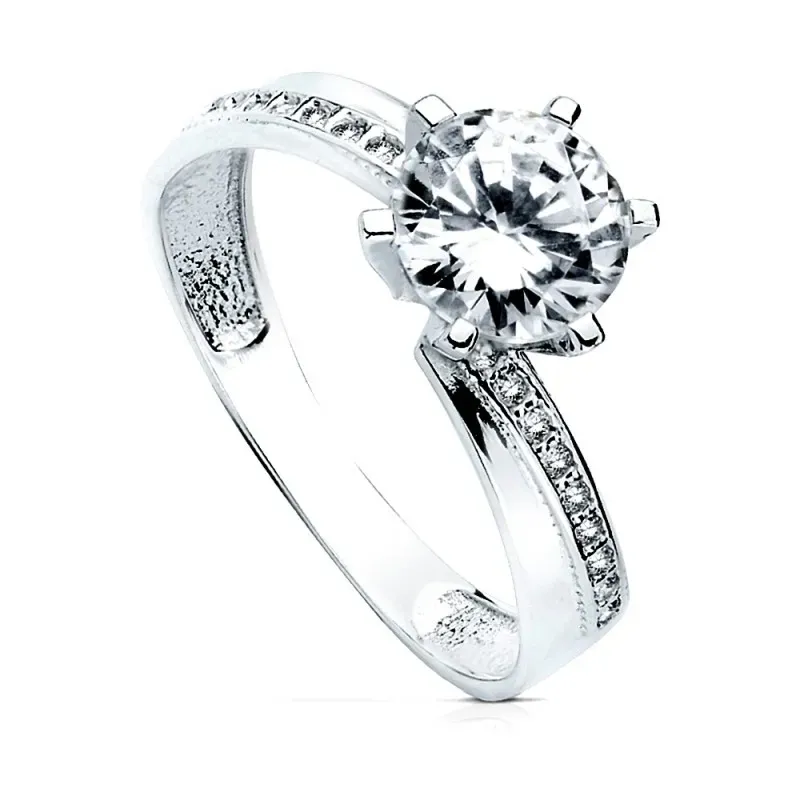 Solitario oro blanco 18k circonita [AB3049]