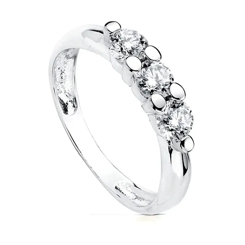 Solitario oro blanco 18k 3 circonitas [AB3076]