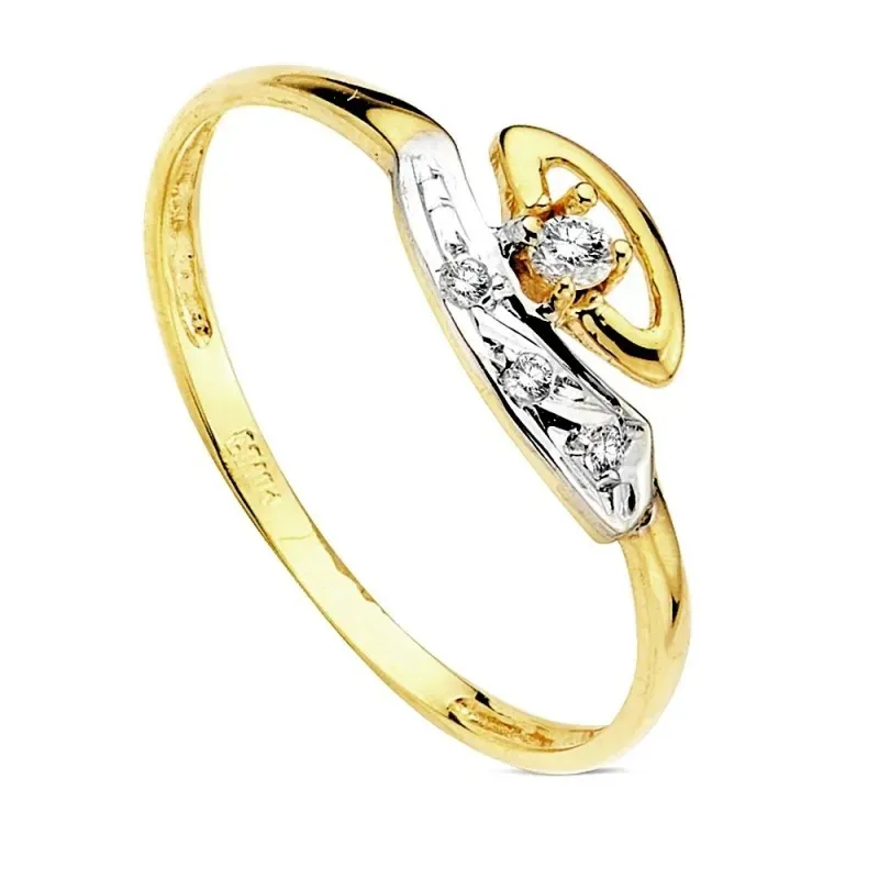 Sortija oro 18k bicolor multipiedra [AB3102]