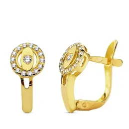 Pendientes oro 18k circular multipiedra 12mm. [AB3120]