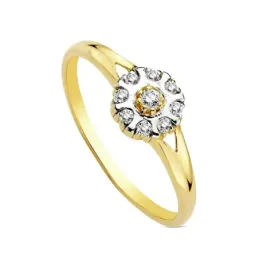 Sortija oro 18k bicolor multipiedra [AB3123]