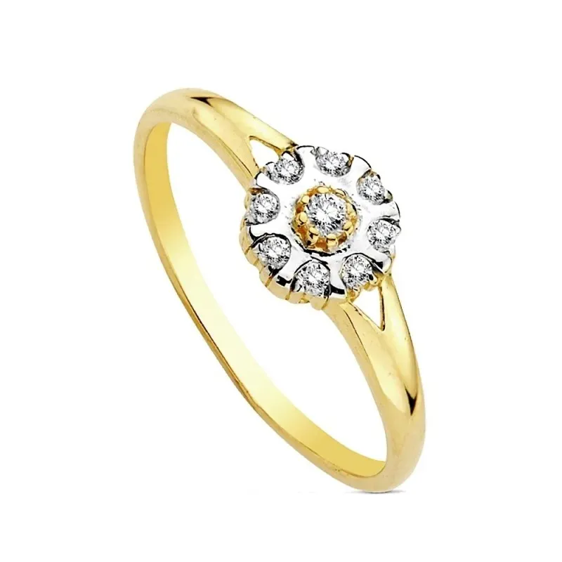 Sortija oro 18k bicolor multipiedra [AB3123]
