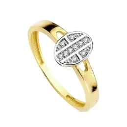 Sortija oro 18k bicolor óvalo multipiedra [AB3125]