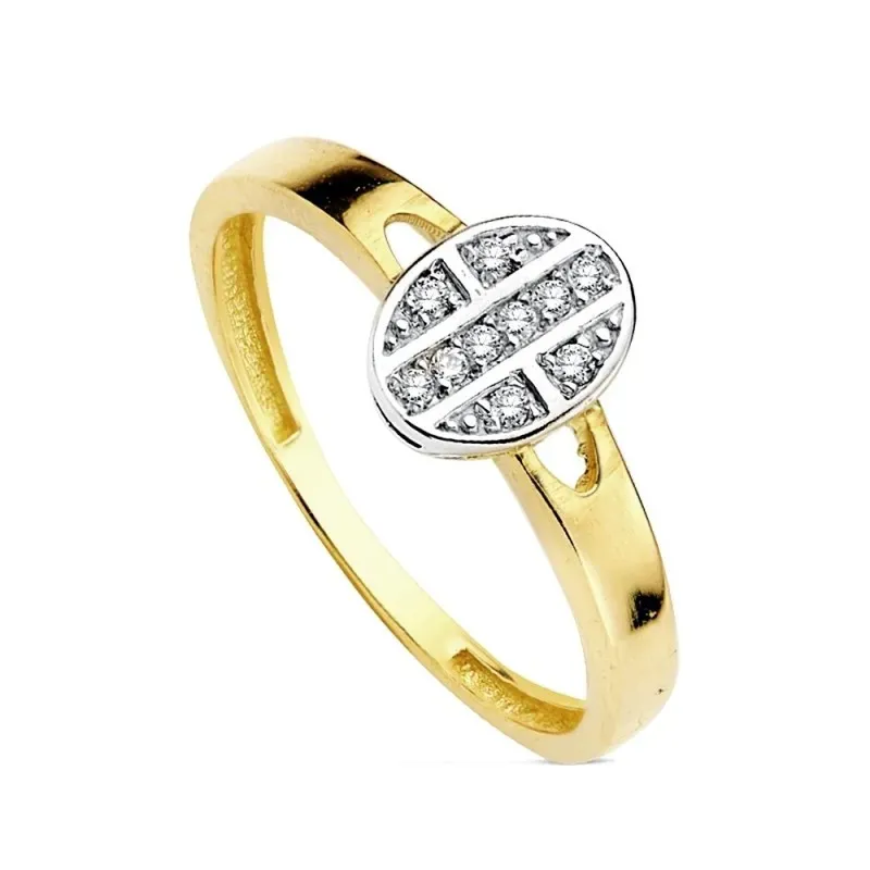 Sortija oro 18k bicolor óvalo multipiedra [AB3125]