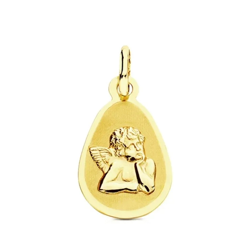 Colgante oro 9k lágrima angelito 17mm. [AB3213]