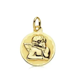 Medalla oro 9k Ángel burlón 14mm. [AB3247]
