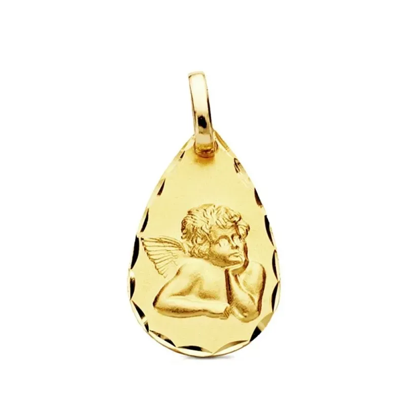 Colgante oro 9k lágrima angelito 19mm. [AB3255]