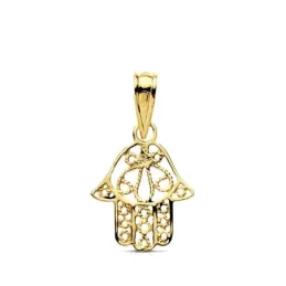 Colgante oro 9k mano de Fátima calada 14mm.  [AB3257]