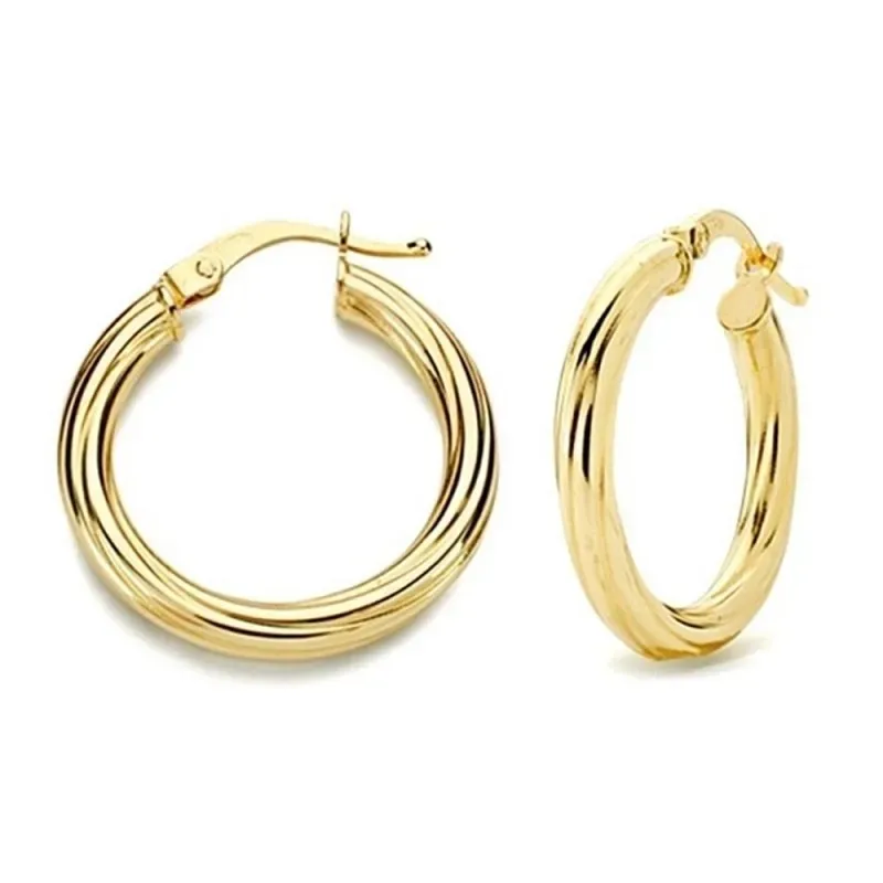 Pendientes oro 18k aros 21mm.. huecos y brillo criollas [AB3354]