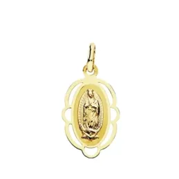 Medalla oro 18k Virgen Guadalupe cerco 20mm. [AB3693]