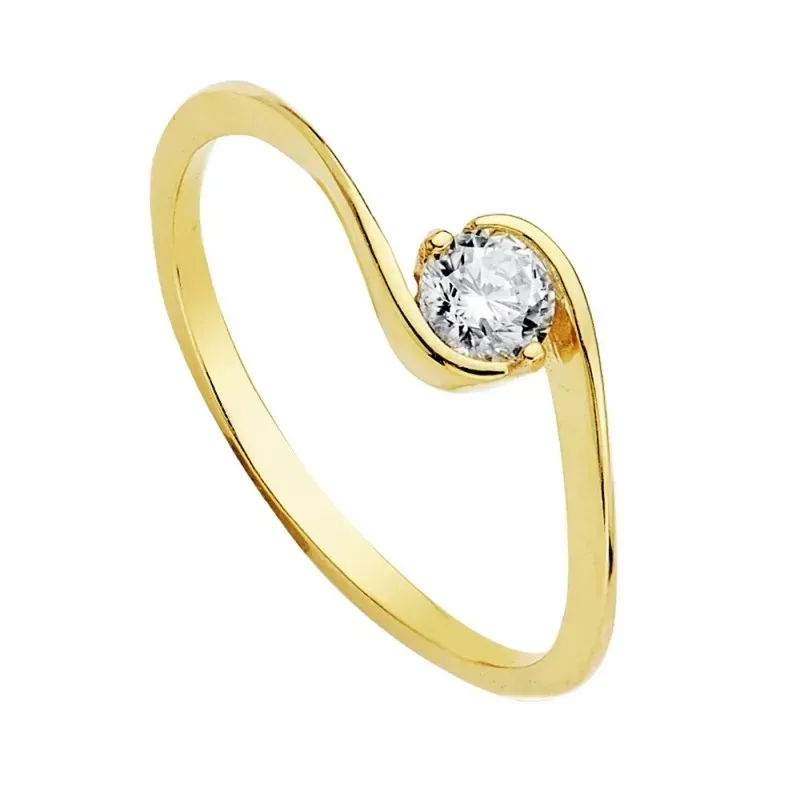 Solitario oro amarillo 18k circonita 4mm. [AB3698]