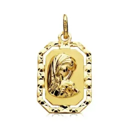 Medalla oro 9k Virgen Niña filo tallado 20mm. [AB3236GR]