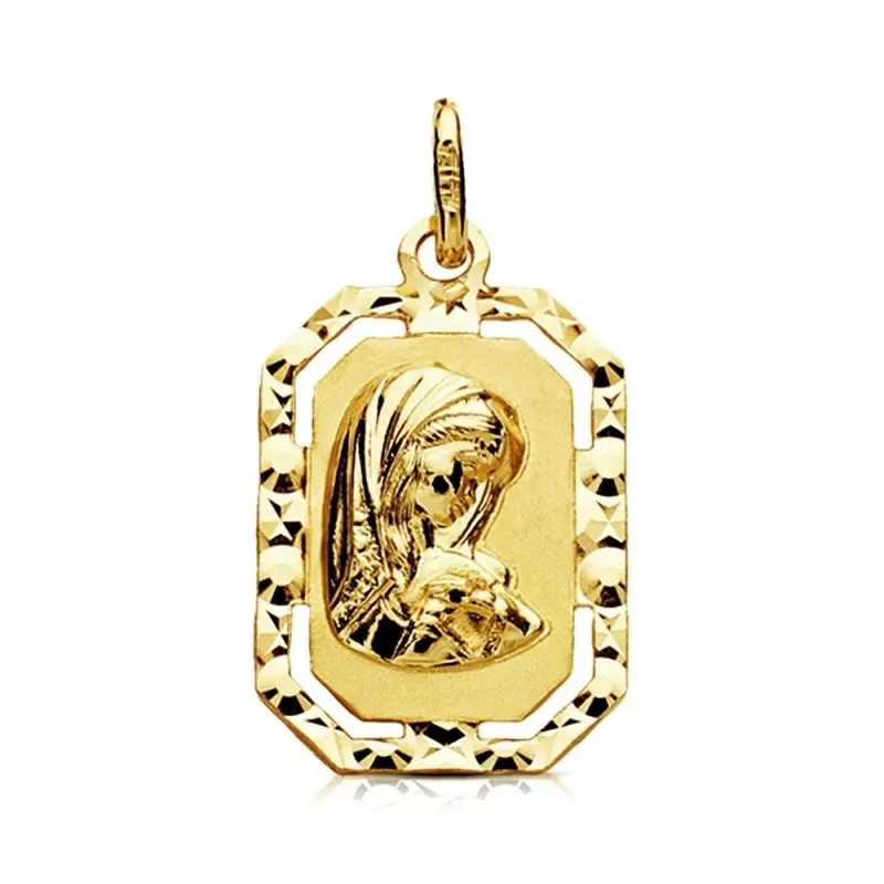Medalla oro 9k Virgen Niña filo tallado 20mm. [AB3236GR]