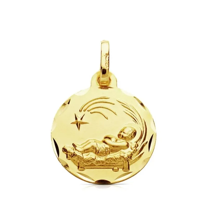 Medalla oro 9k Niño del Pesebre 16mm. [AB3285GR]
