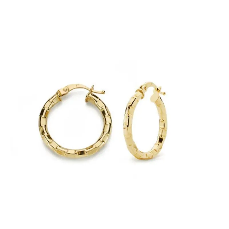 Pendientes oro 18k aros huecos cuadrados 20mm. [AB4597]