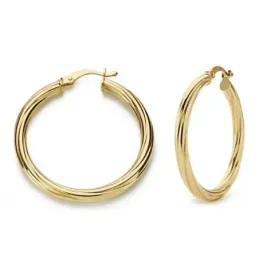 Pendientes oro 18k aros huecos brillo 29mm. [AB4598]