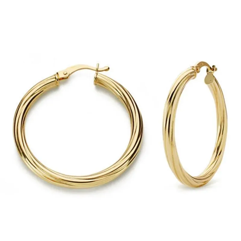 Pendientes oro 18k aros huecos brillo 29mm. [AB4598]