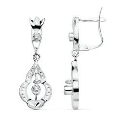 Pendientes oro blanco 18k cubanas 29mm. circonitas vuelos [AB4612]