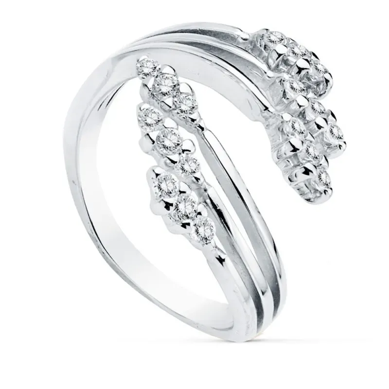 Sortija oro blanco 18k ramas circonitas [AB4627]