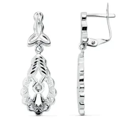 Pendientes oro blanco 18k cubanas 30mm. circonita volantes [AB4632]