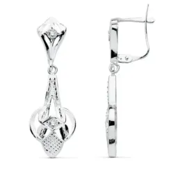 Pendientes oro blanco 18k cubanas 32mm. circonitas [AB4633]