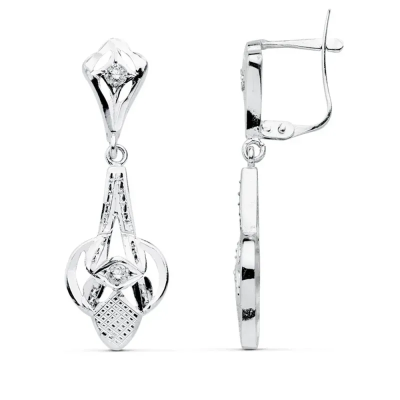 Pendientes oro blanco 18k cubanas 32mm. circonitas [AB4633]