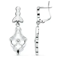Pendientes oro blanco 18k cubanas 30mm. circonita picos [AB4634]