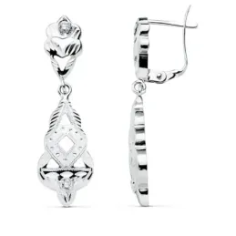Pendientes oro blanco 18k cubanas 34mm. circonitas [AB4635]