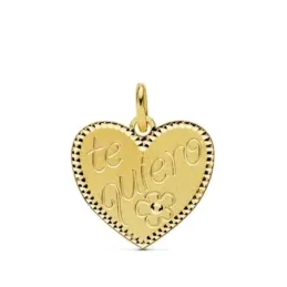 Colgante oro 18k corazón - te quiero - flor 16mm. [AB4651]