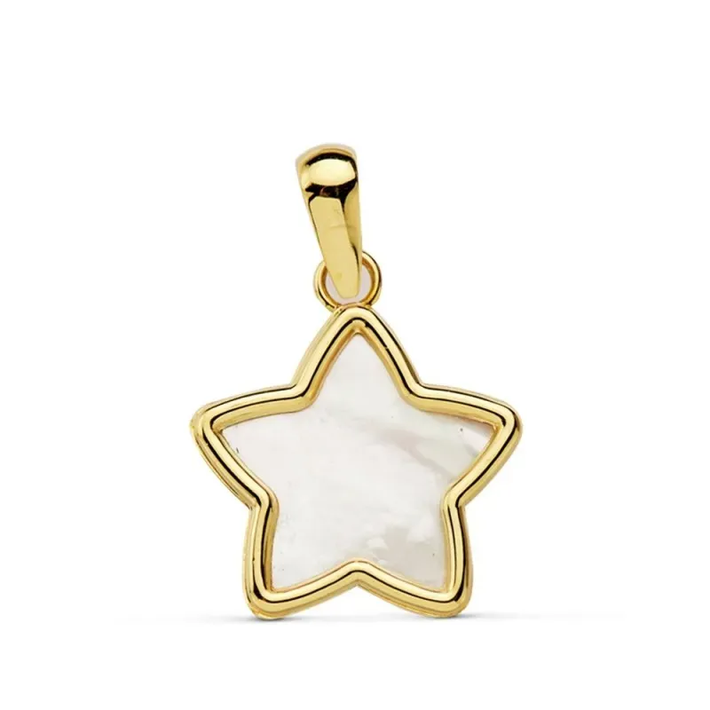 Colgante oro 18k estrella 12mm. nácar  [AB4723]