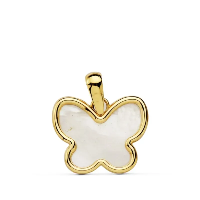 Colgante oro 18k mariposa 14mm. nácar  [AB4725]
