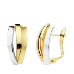 Pendientes oro 18k bicolor bandas 16mm. lisas [AB4729]