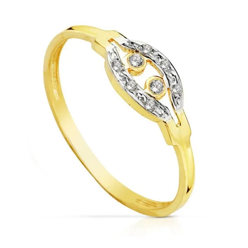 Sortija oro 18k bicolor bandas circonitas [AB4735]