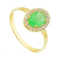 Sortija oro 18k 10mm. centro piedra verde circonitas [AB4764]