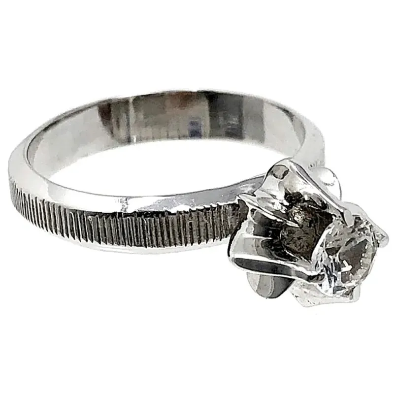 Sortija plata Ley 925m talla 16 rodiada circonita [AB5129]