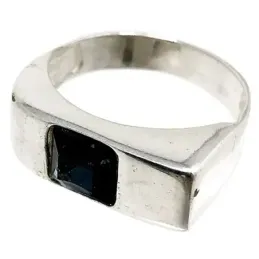 Sortija plata Ley 925m talla 15 circonita azul cuadrada [AB5134]
