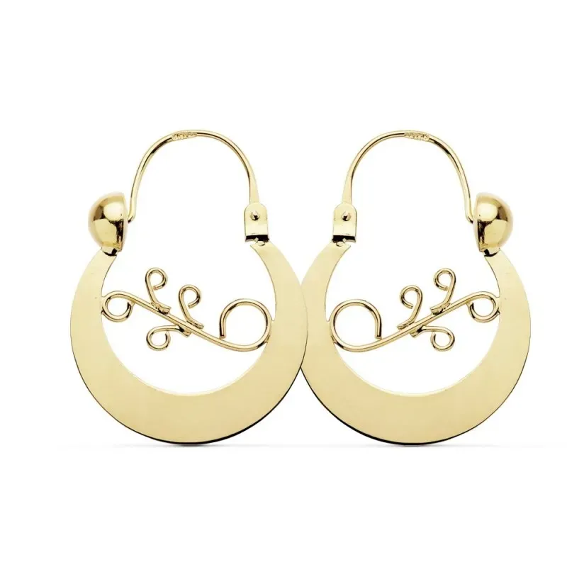 Pendientes oro 18k criollas canarias 27mm. motivo [AB8736]