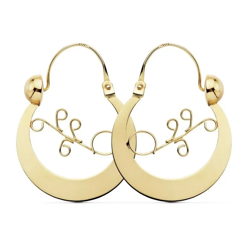 Pendientes oro 18k criollas canarias 30mm. motivo [AB8737]