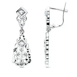 Pendientes oro blanco 18k cubanas 30mm. circonitas [AB8744]