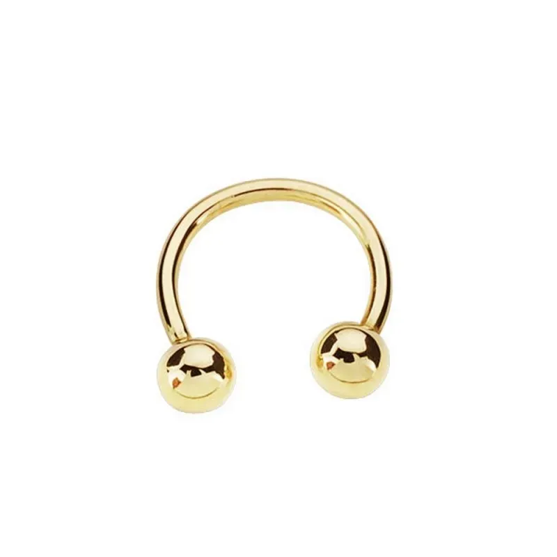 Piercing oro 18k pezón 13mm. bolas 4mm. [AB8753]