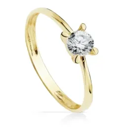 Solitario oro 18k detalle circonita 4.5mm. [AB8757]