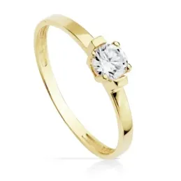 Solitario oro 18k detalle circonita 4mm. [AB8758]