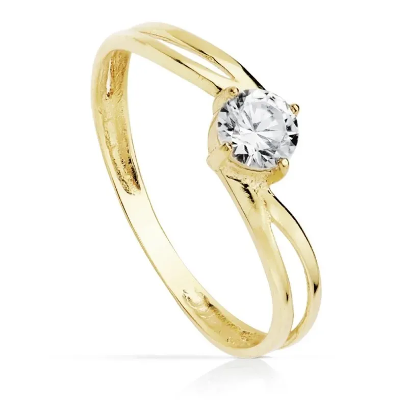 Solitario oro 18k detalle circonita 4.5mm. doble tira [AB8759]