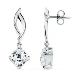 Pendientes oro blanco 18k 31mm. circonitas rombo [AB8773]