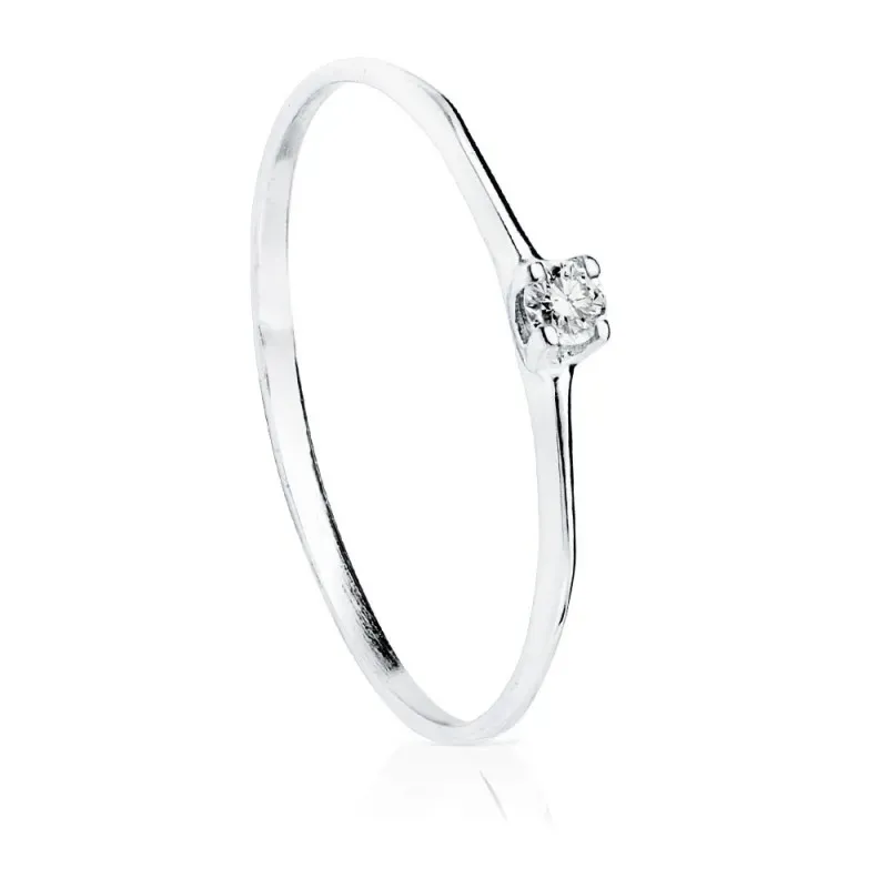 Solitario oro blanco 18k diamante 0.055ct. [AB8786]