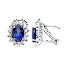 Pendientes oro blanco 18k zafiro 1.96ct. brillantes 0.70ct. [AB8835]