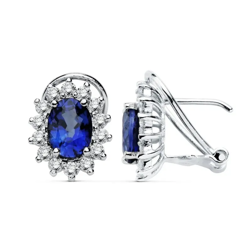 Pendientes oro blanco 18k zafiro 1.96ct. brillantes 0.70ct. [AB8835]
