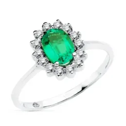 Sortija oro blanco 18k esmeralda 0.75ct. brillantes 0.35ct. [AB8836]